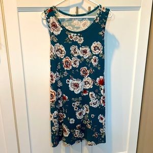 Maurices large teal floral swing dress